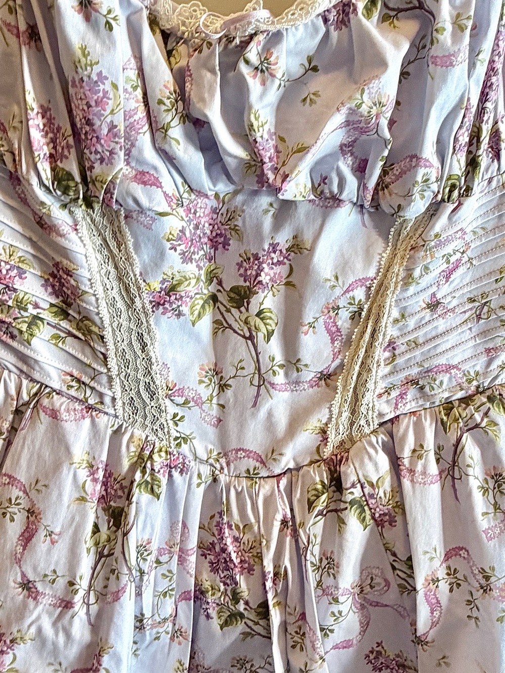 NWT house of cb KIMMIE Lilac Ribbon Print Cotton Mini Dress - Picture 3 of 4